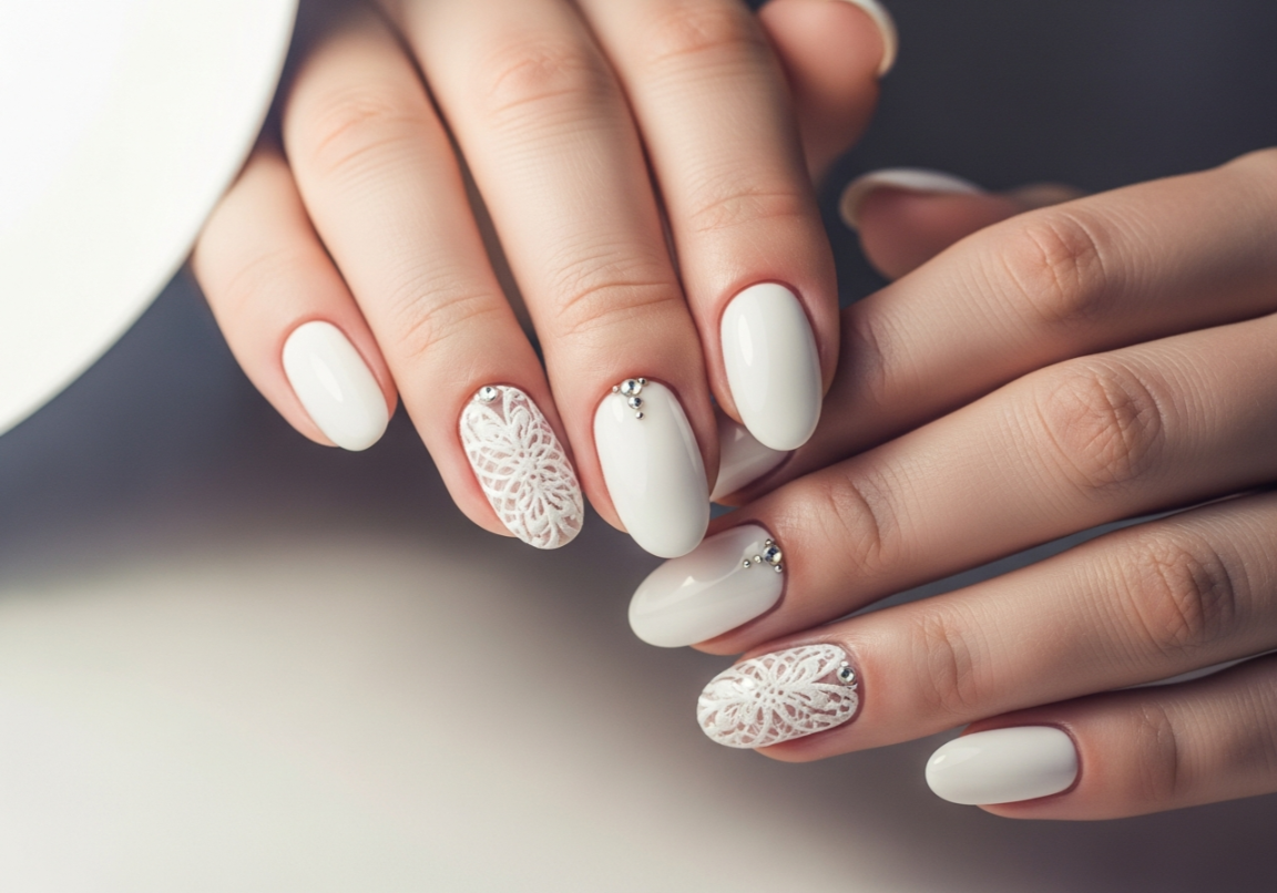 Elegant Bridal White
Chic Oval Nail Designs