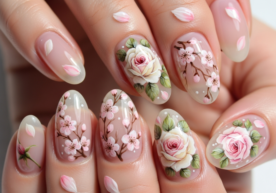 Delicate Floral Artistry
Chic Oval Nail Designs