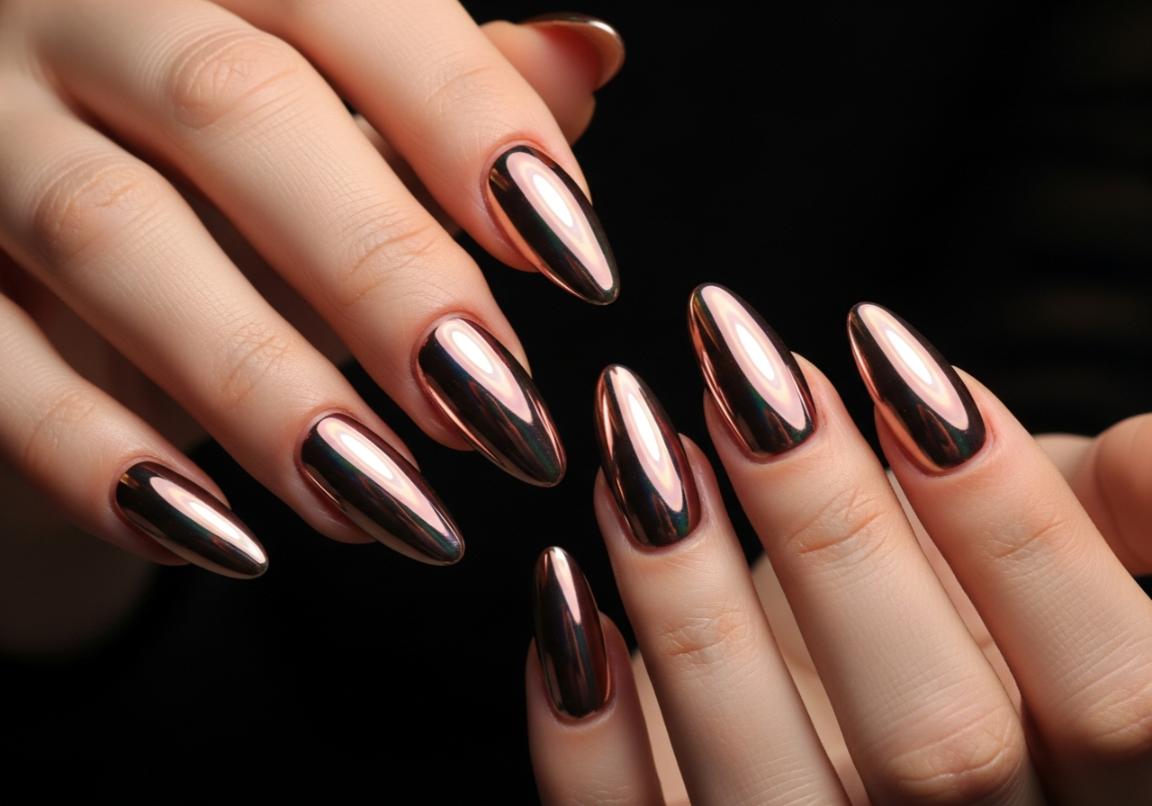 Chrome and Metallic Finishes
Chic Oval Nail Designs