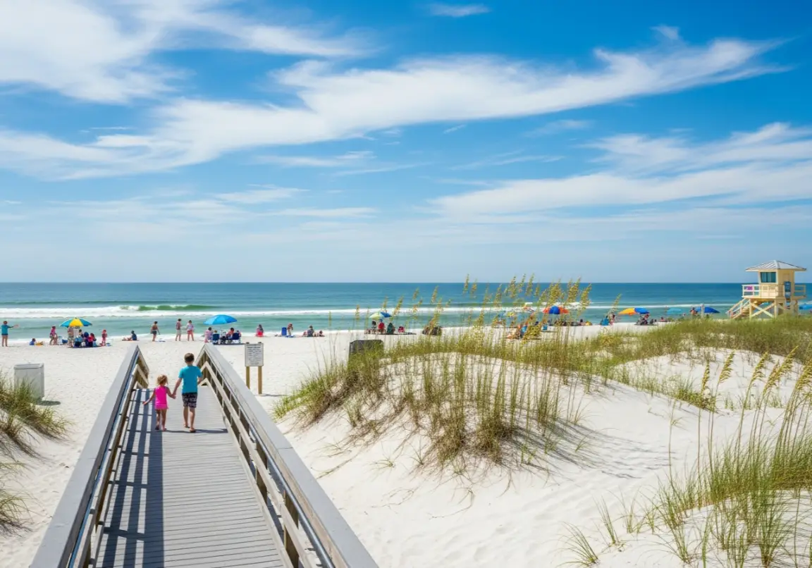 Jekyll Island family activities - Great Dunes Beach Park with lifeguards, boardwalks, and Atlantic Ocean views