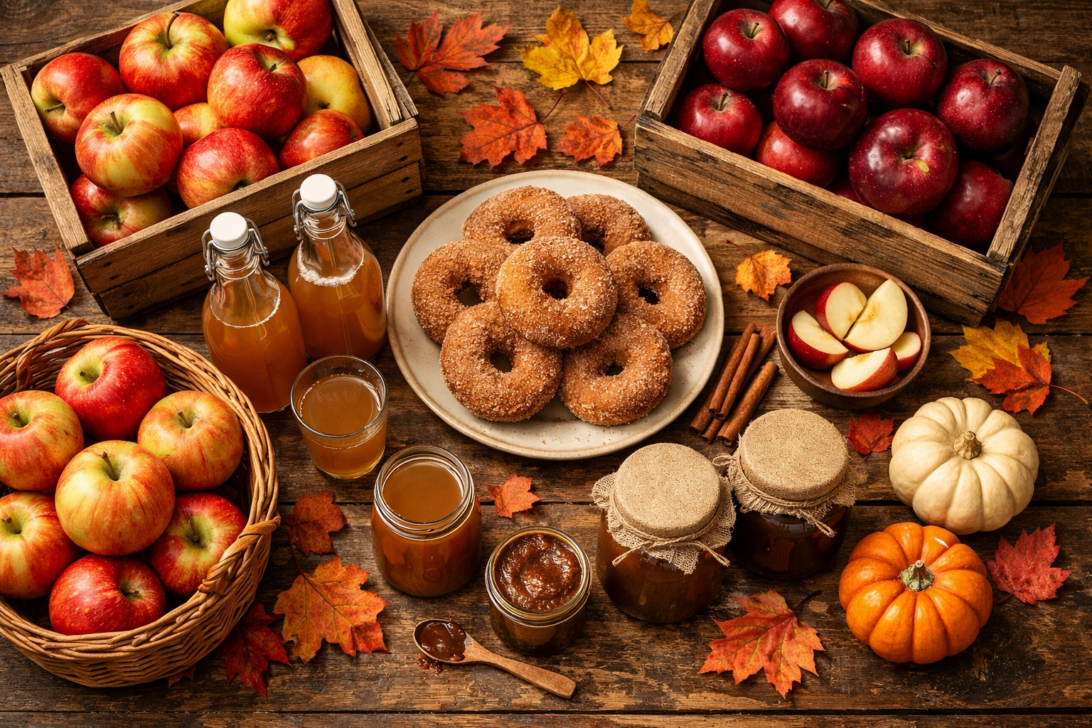 Fresh picked apples, cider donuts and farm products from apple picking farms near Madison Wisconsin