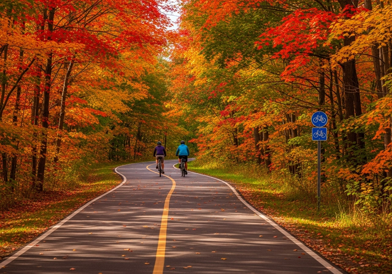 Within the "Biking in Peninsula State Park" H3 section, after describing the Sunset Bike Trail features