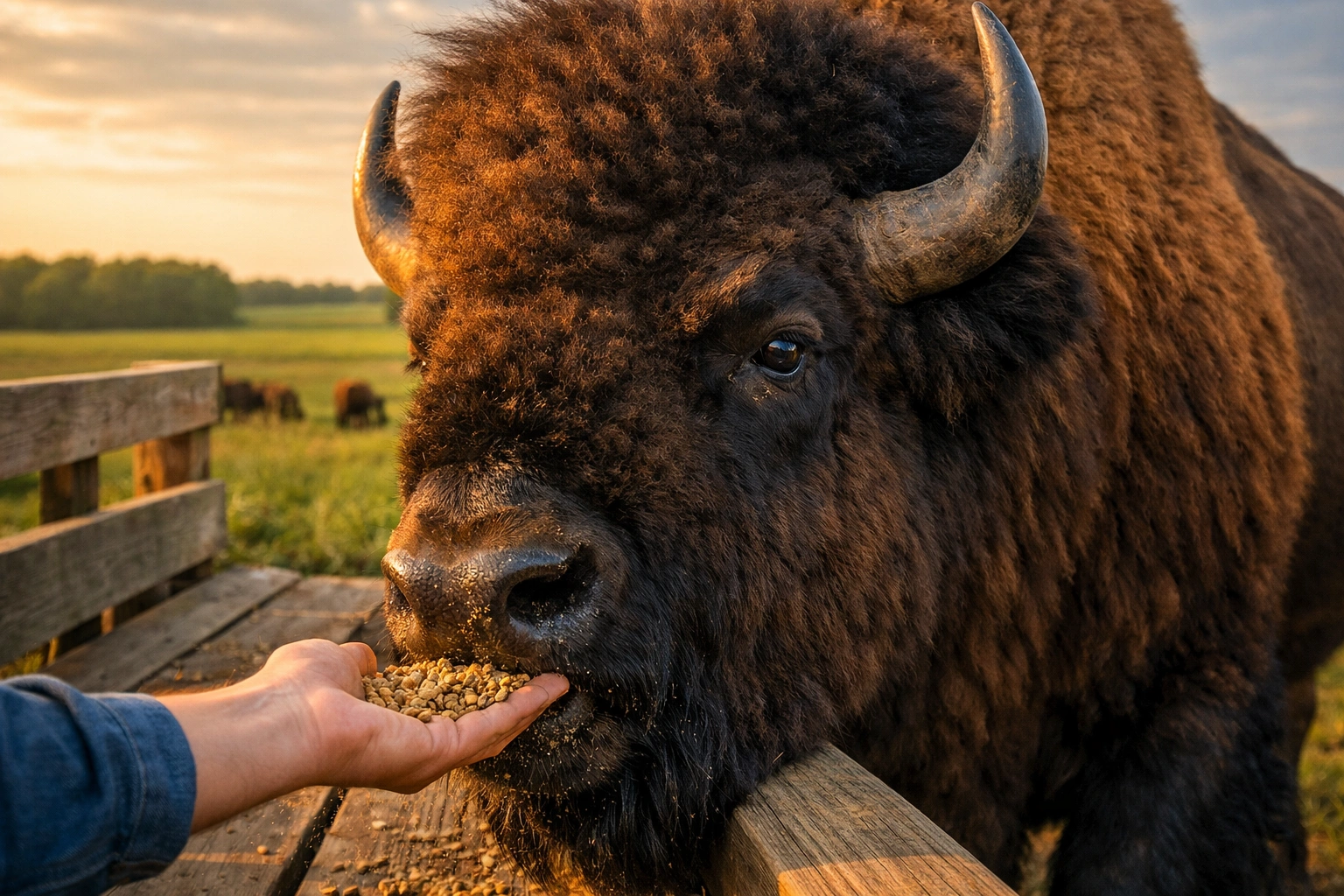 Feed the Bison at Cook's Bison Ranch