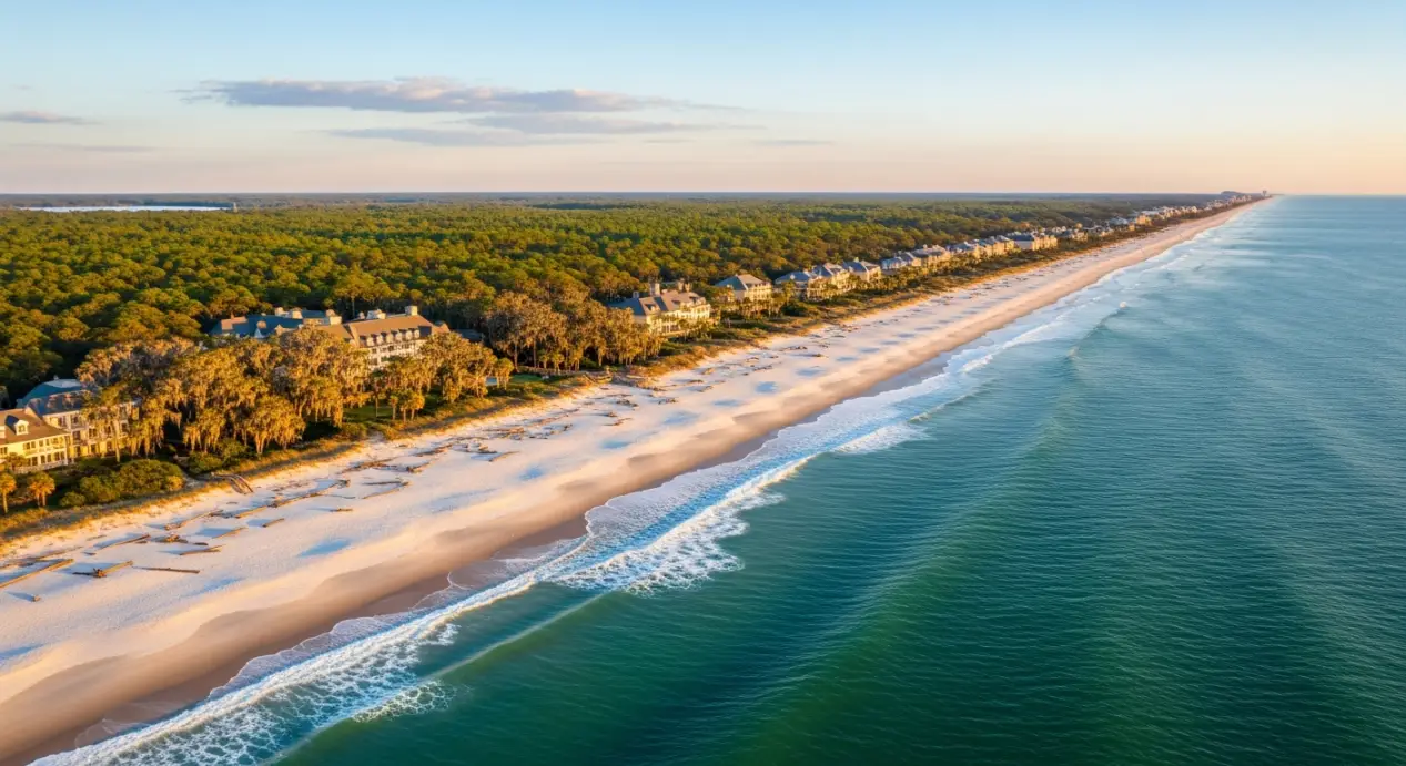 Top things to do in Jekyll Island - panoramic coastal view featuring beaches and historic landmarks