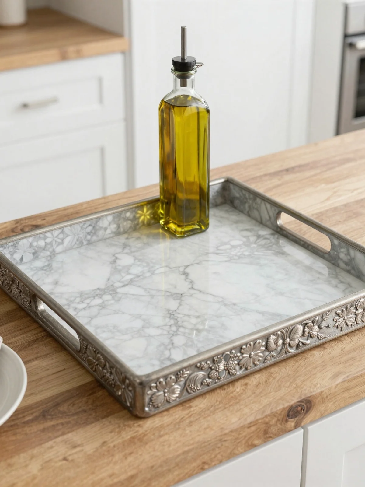 Budget Marble Swap - kitchen counter styling ideas