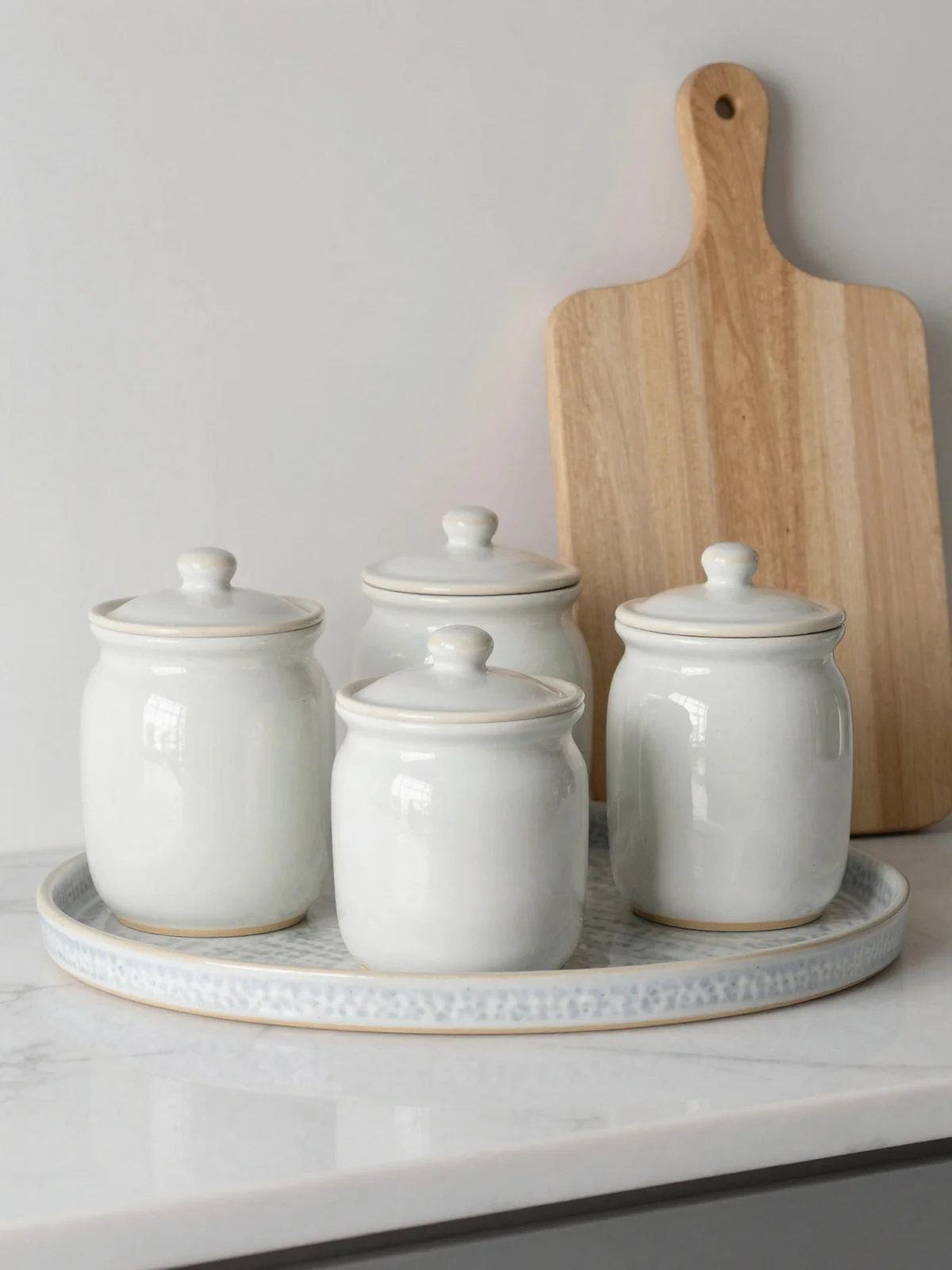 Ceramic Canisters - kitchen counter styling ideas