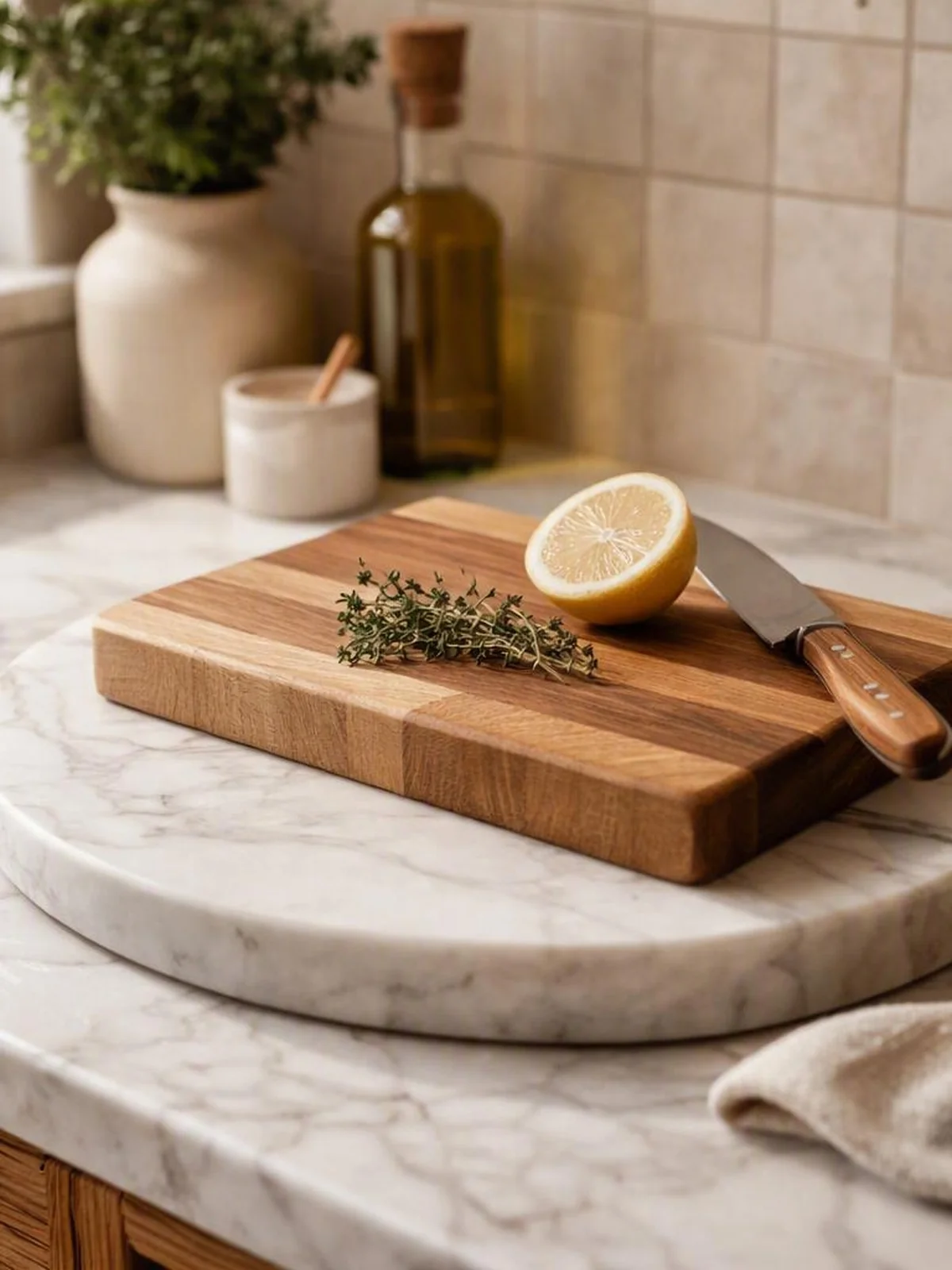 Cutting Board Layer - kitchen counter styling ideas