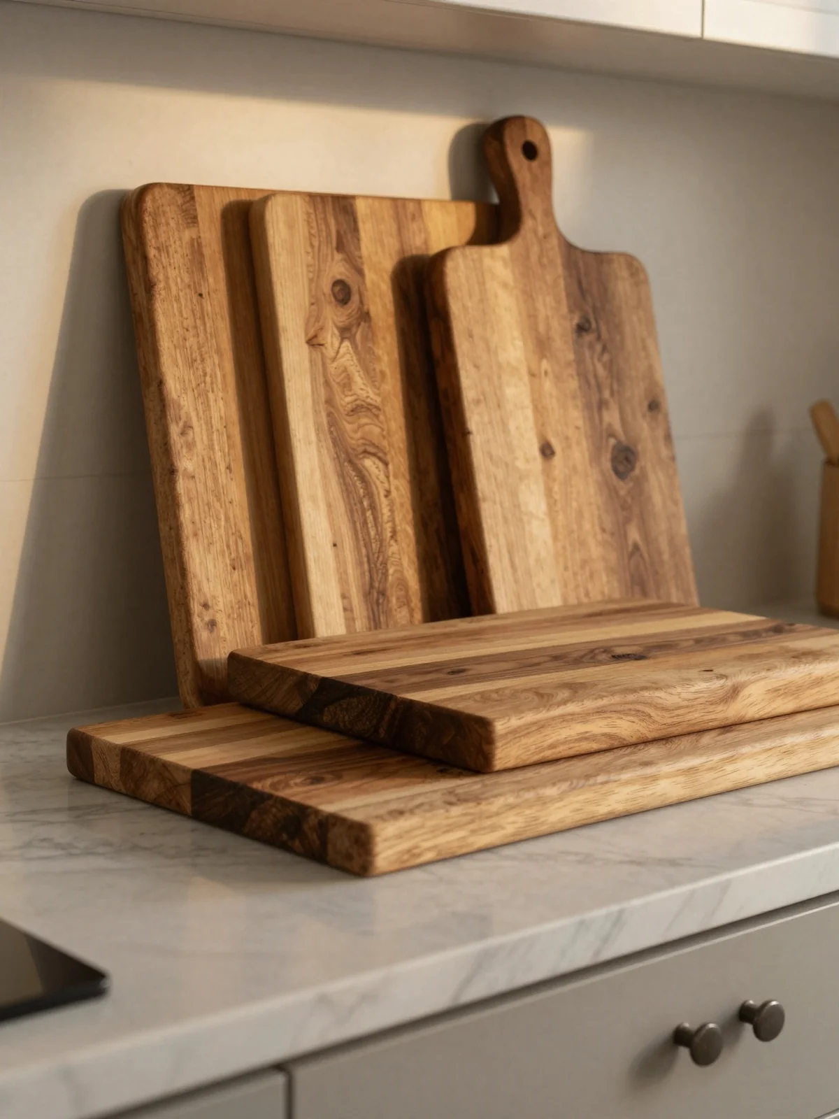 Cutting Boards Display - kitchen counter styling ideas