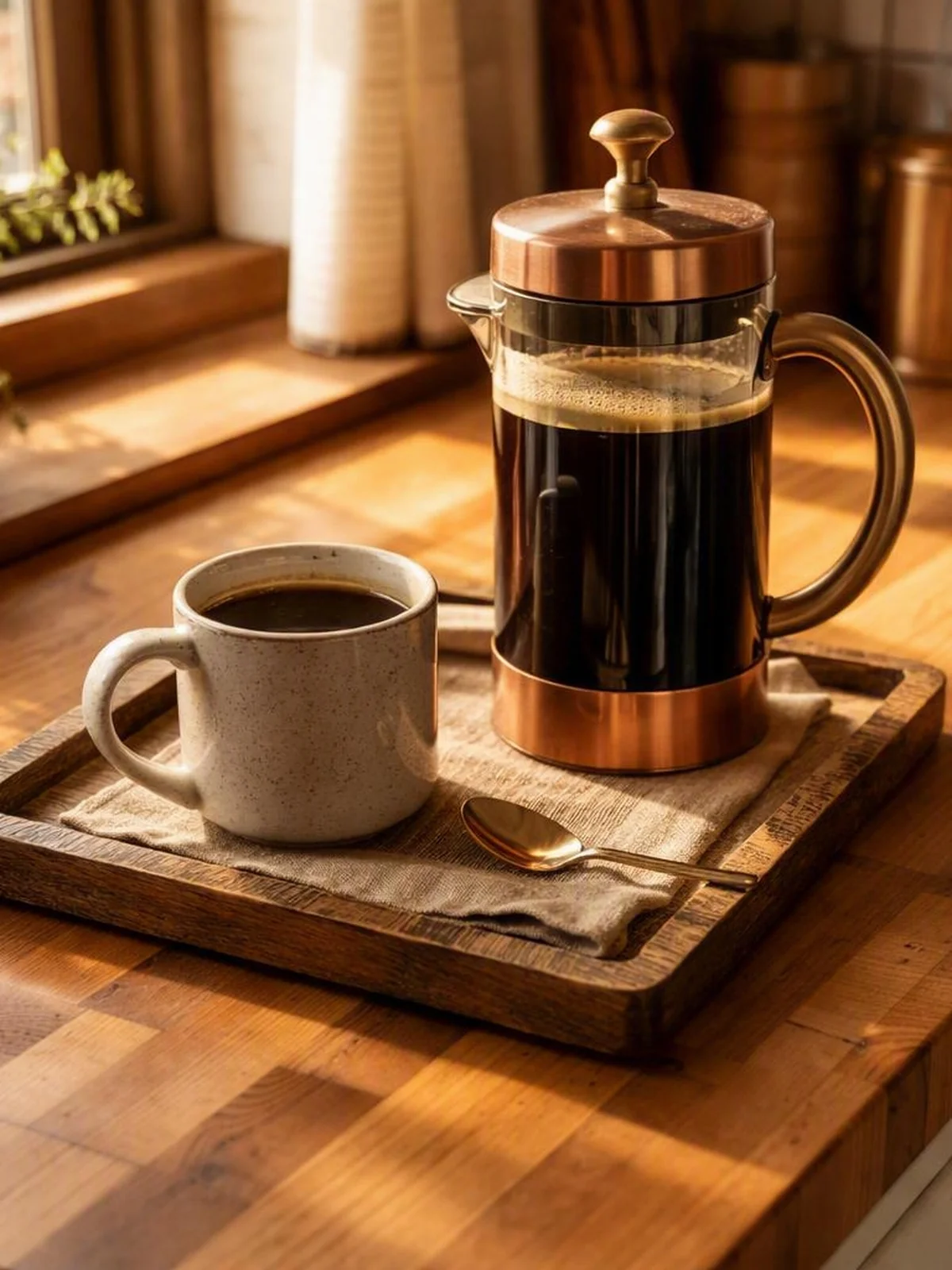 French Press Display - kitchen counter styling ideas