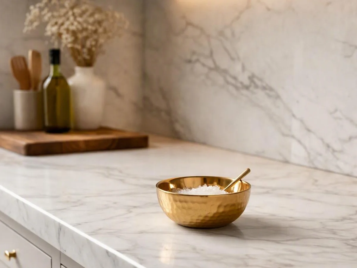Gold Accent Pieces - kitchen counter styling ideas