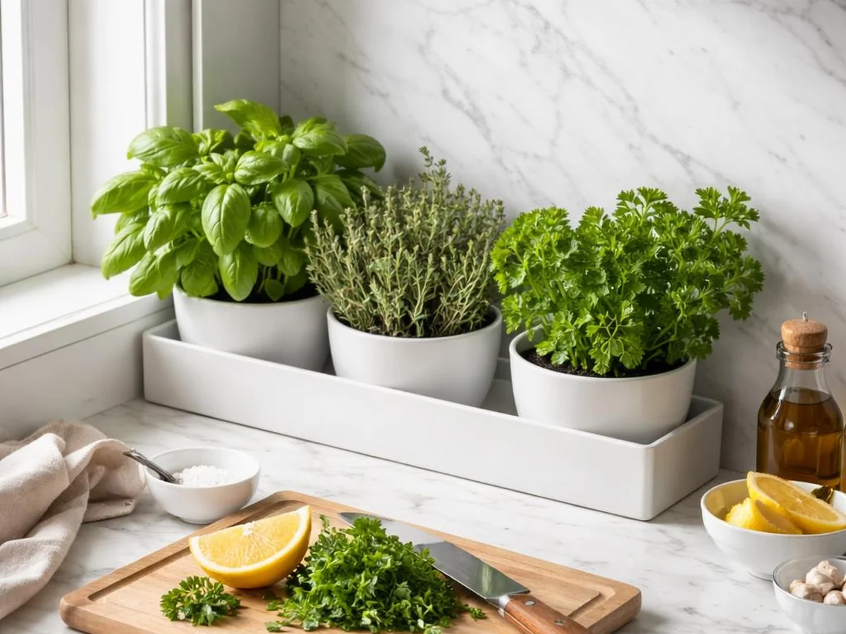 Herb Planter Corner - kitchen counter styling ideas