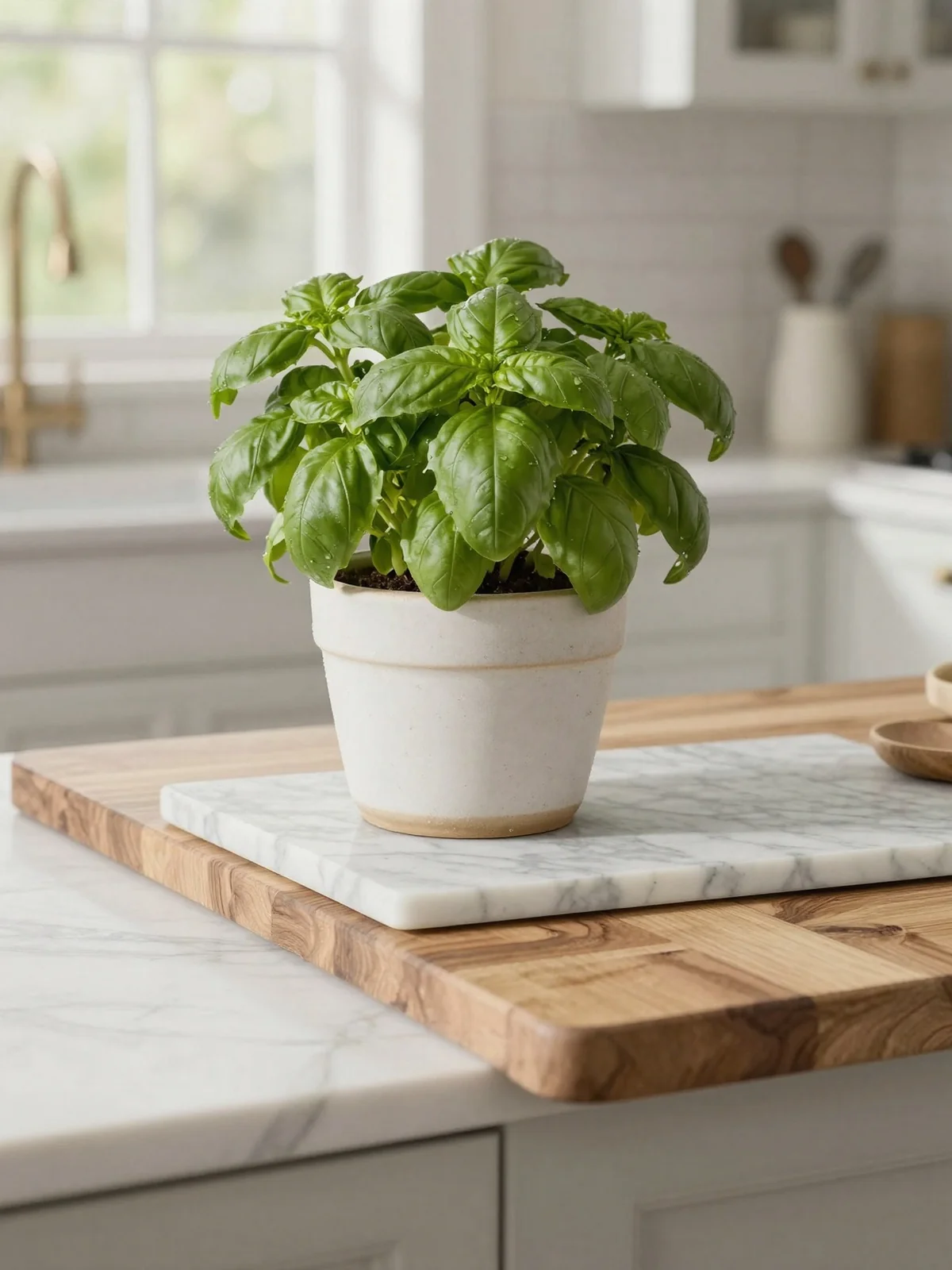 Potted Herbs - kitchen counter styling ideas