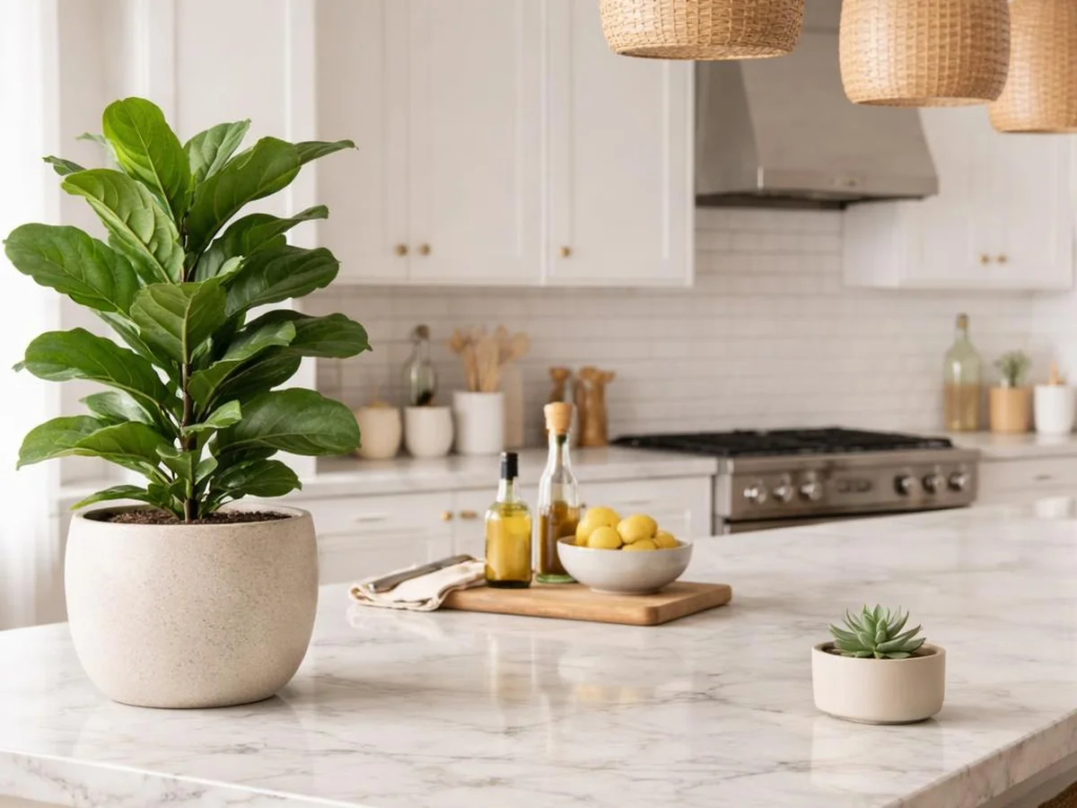 Potted Plant Touch - kitchen counter styling ideas