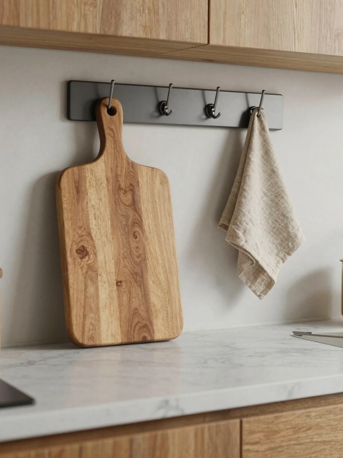 Rental-Friendly Hooks - kitchen counter styling ideas