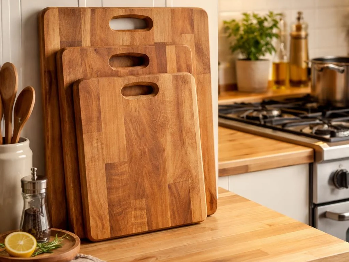 Stacked Cutting Boards - kitchen counter styling ideas