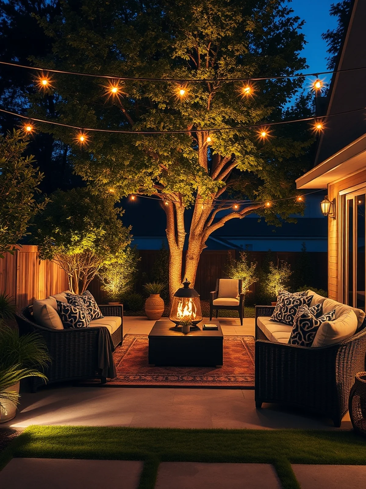 Ambient Outdoor Lighting Schemes - outdoor living room ideas