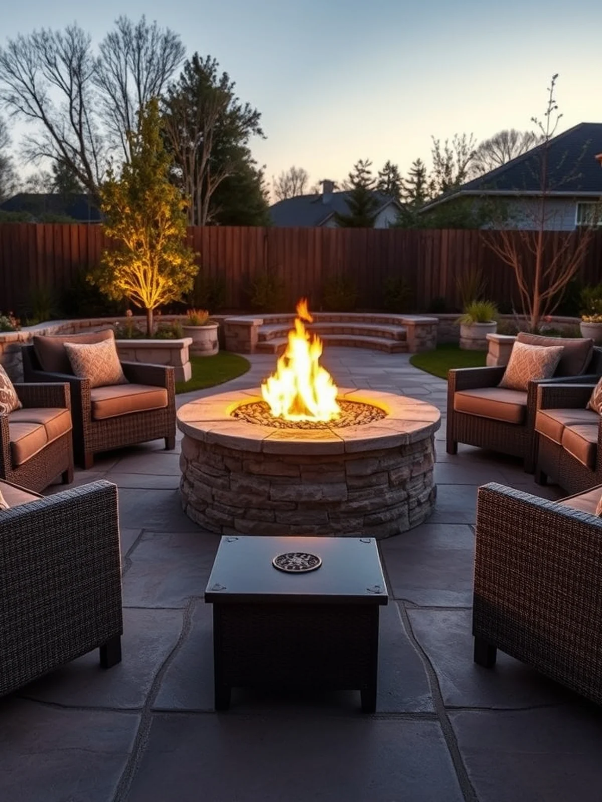 Fire Pit Conversation Areas - outdoor living room ideas