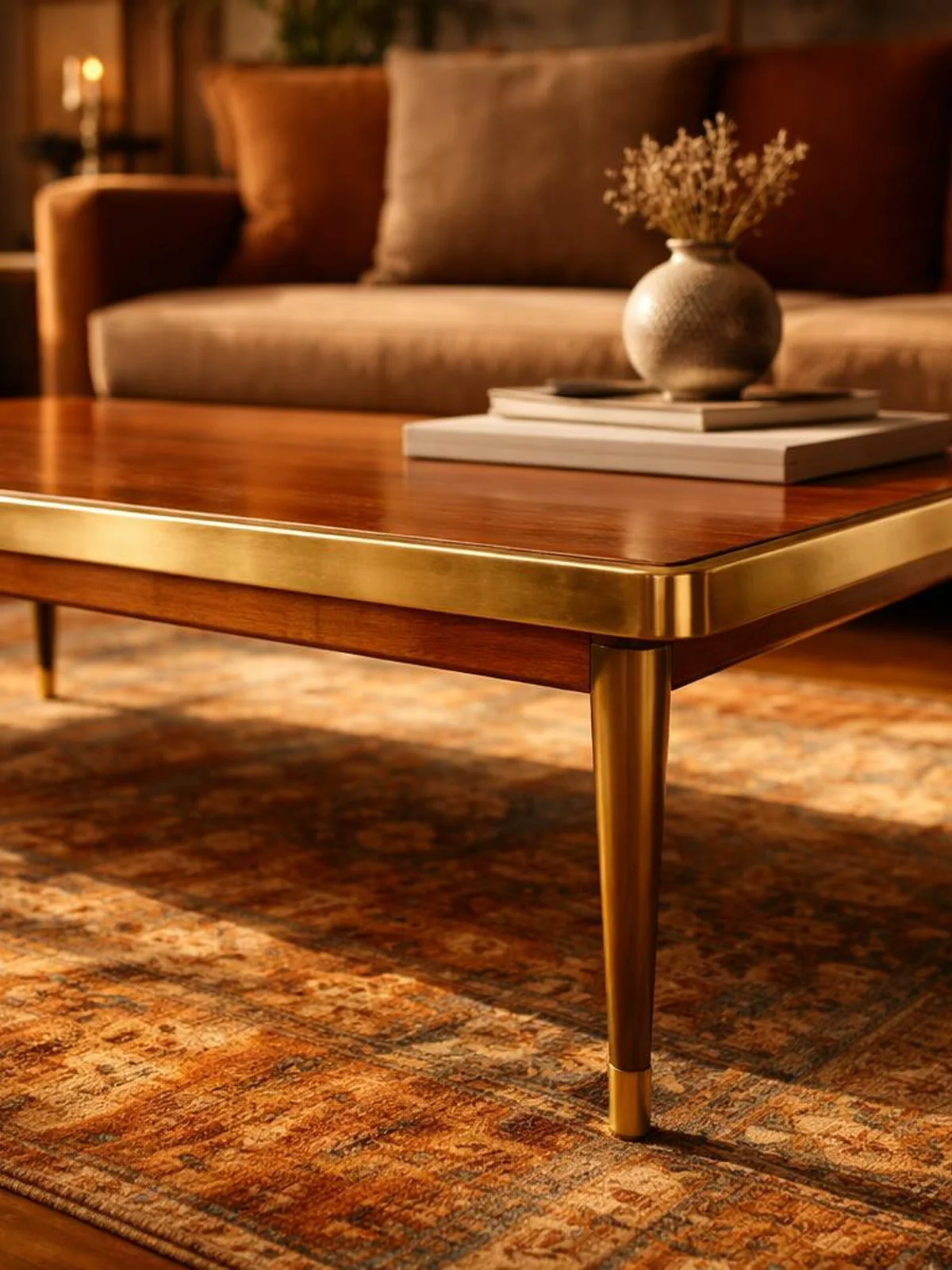 Brass Trim Table - Retro Coffee Table Ideas