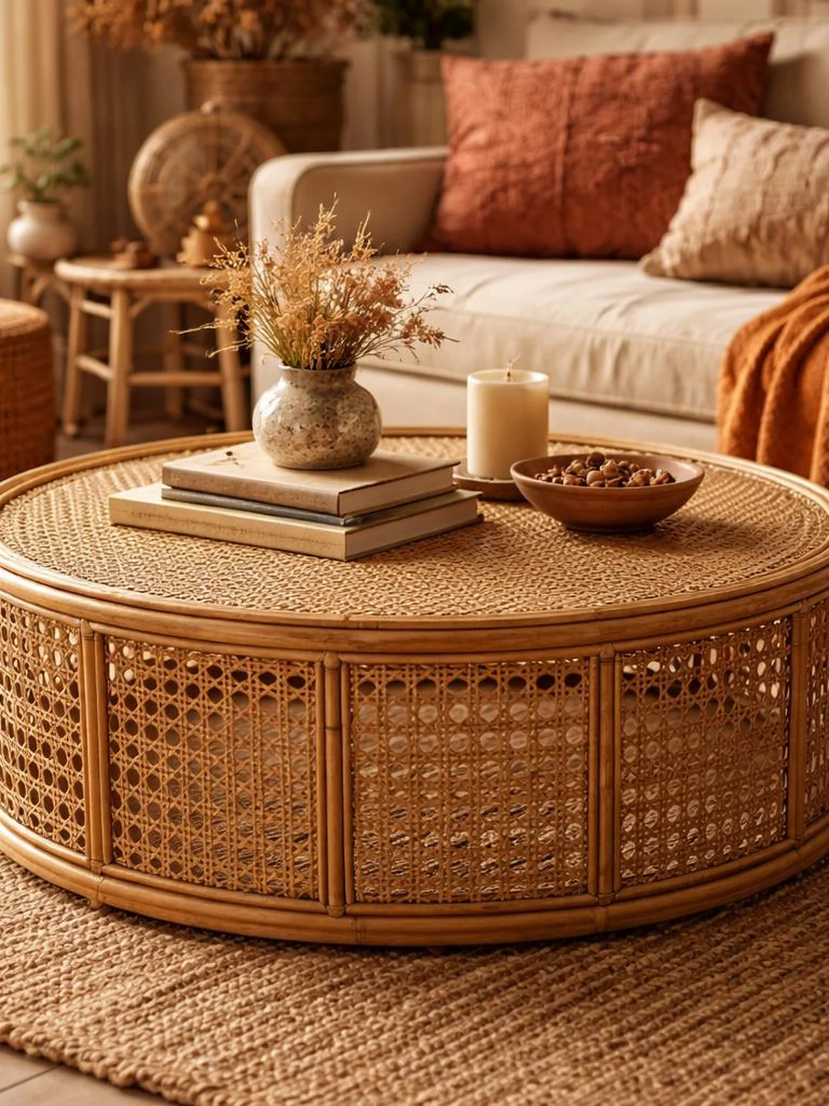 Rattan Coffee Table - Retro Coffee Table Ideas